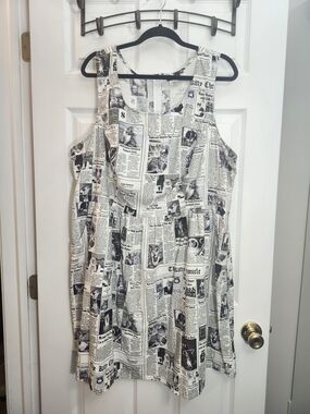 Retrolicious Cat Newspaper Print Dress | Made in USA | 3X (≈ Torrid 2X Fit)